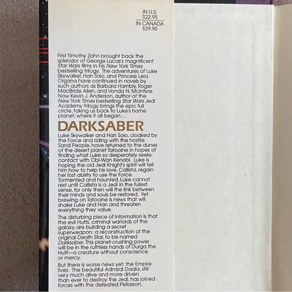 Vintage Star Wars “Darksaber” Hardcover Book-1995-Kevin J. Anderson-Collectible - Picture 5 of 8